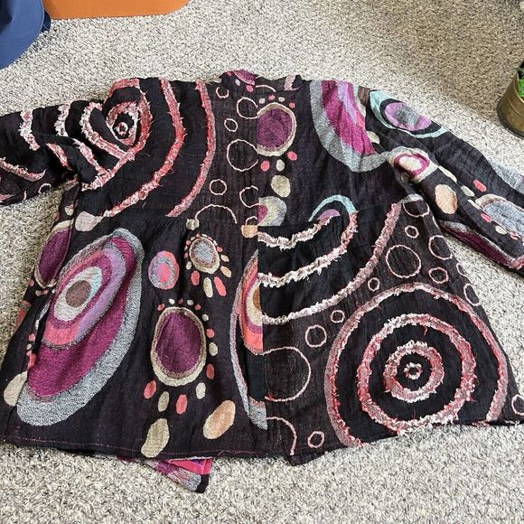 ANU cardigan sweater jacket 100% wool lagenlook hippie Boho Artsy Gypsy XL - Picture 3 of 7